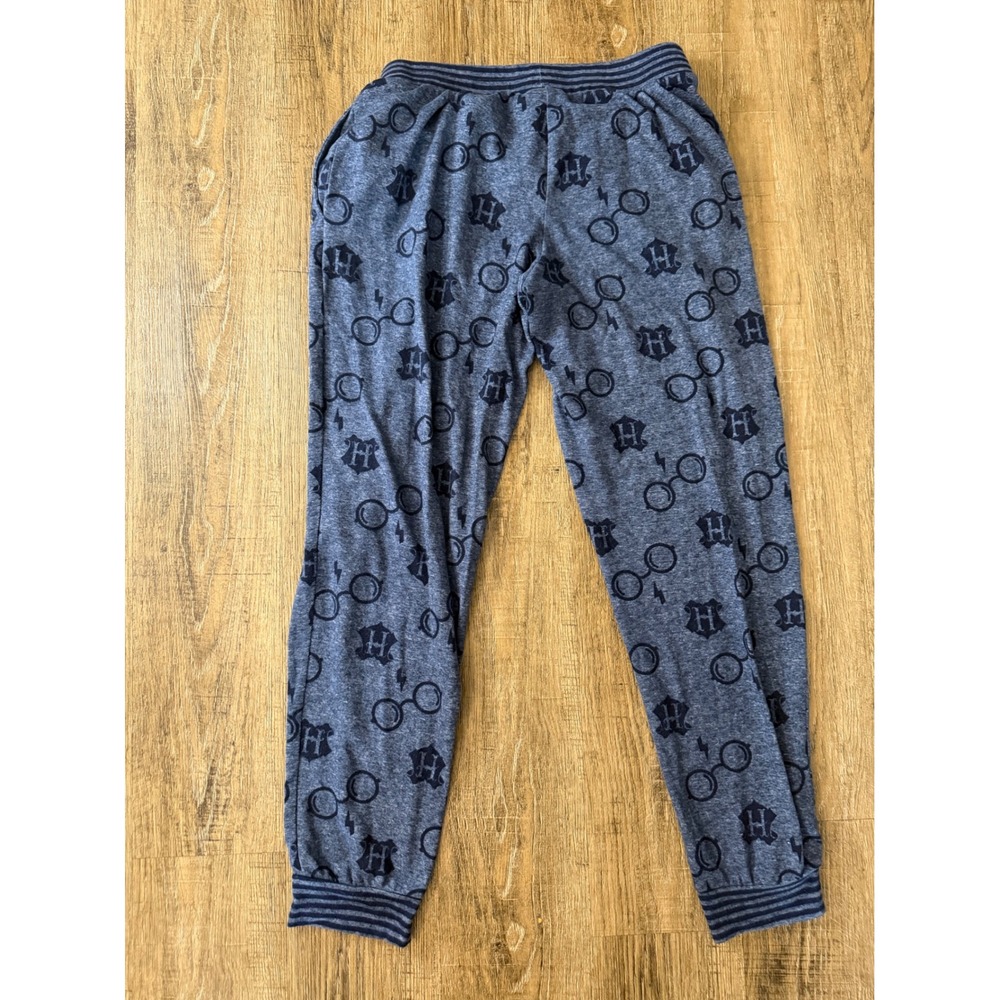 Harry Potter Wizarding World Blue Jogger Pajama Pants Small Glasses Crest Print